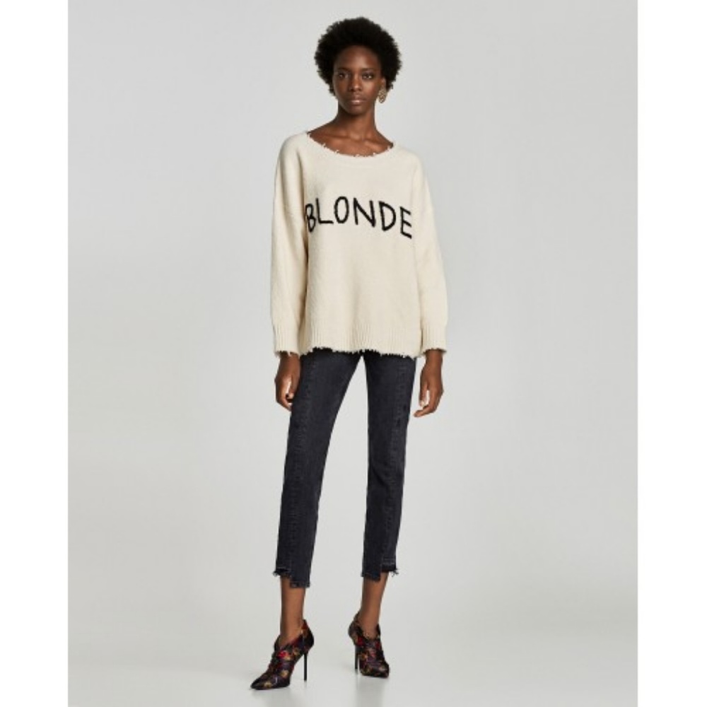 Zara Blonde Frayed Sweater
